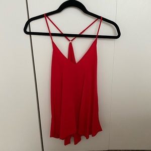 Amanda Uprichard Red Silk V-neck Tank Top